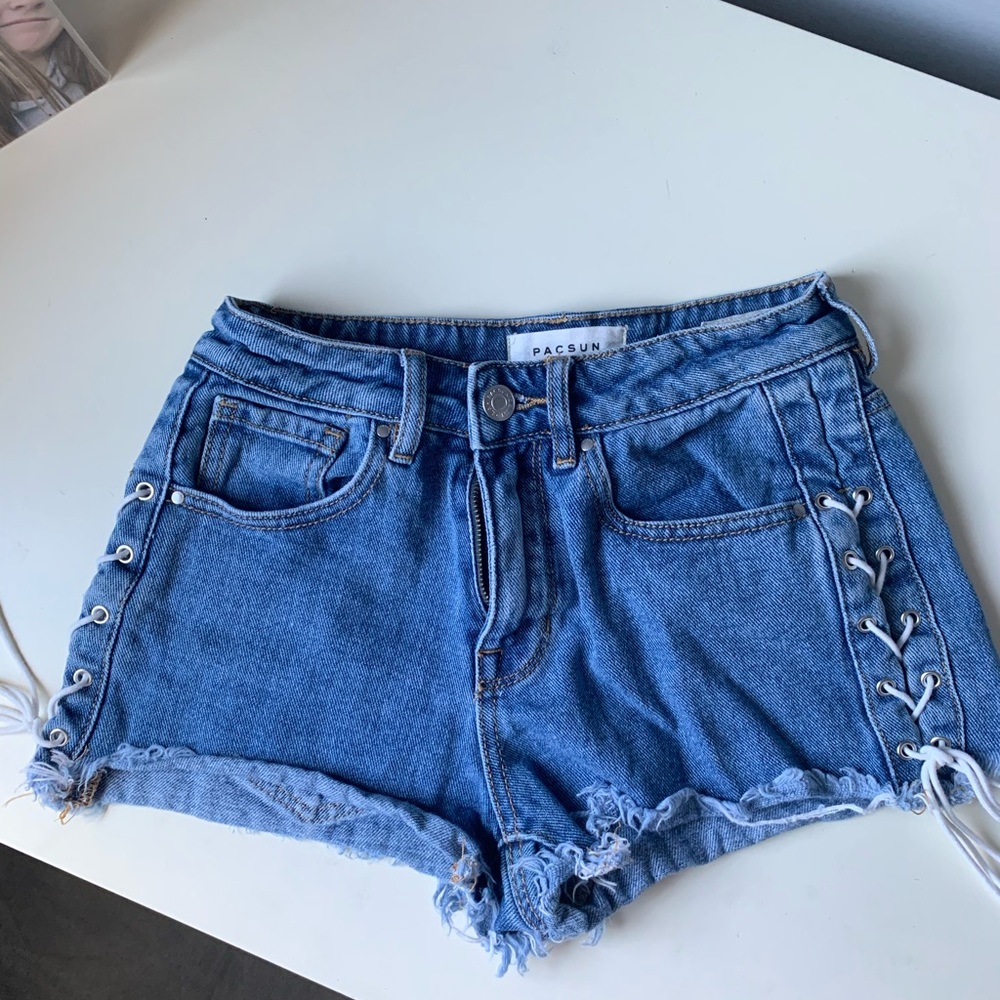 Pacsun lace up denim shorts